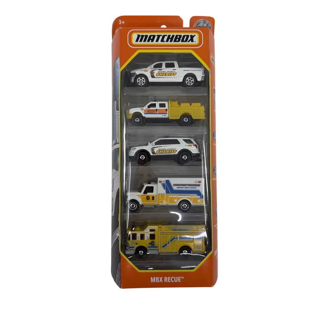 Matchbox 2021 MBX ( Recue Error Package ) Rescue 5 Pack Boone County Vehicles